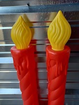 Vintage Red Candle Blow Molds Yellow Flame Christmas Union Products QTY 2 WORKS - £66.27 GBP