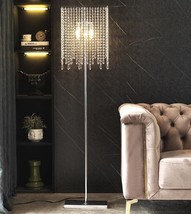 Contemporary Floor Lamp Modern Standing Living Room Crystal Reading Silver 3 New - £88.92 GBP