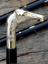 Brass Victorian Zebra Head Handle Designer Cane Vintage Wooden Walking Stick - £35.06 GBP