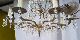 Williamsburg 8 Candle Brass Crystal Pendants Chandelier Made In Spain - $485.09