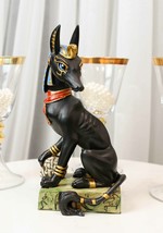 Egyptian God Of The Dead Anubis With Uraeus Crown Standing On Mummy Skull Statue - £26.36 GBP