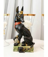 Egyptian God Of The Dead Anubis With Uraeus Crown Standing On Mummy Skul... - $45.64 CAD