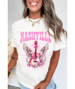White NASHVILLE Guitar Graphic Music Festival T Shirt - $16.37