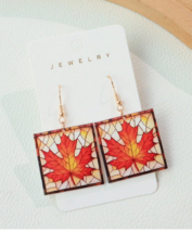 Fall Leaf stained glass earrings - $12.86
