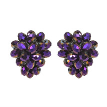 Royal Forest Purple Crystal Grape Clip On Earrings - £16.50 GBP