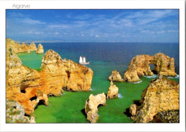 Postcard Portugal Algarve Sailboat Among Majestic Rocks  Unposted  6 x 4 inches - £4.62 GBP
