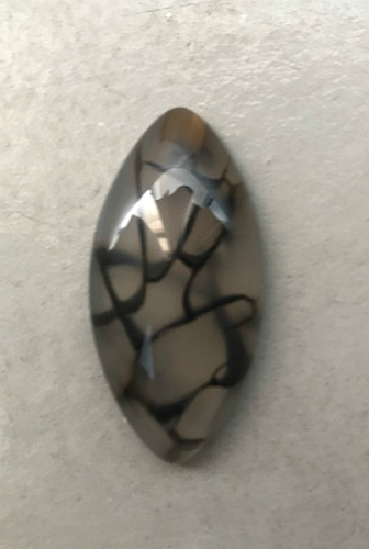 Dragon Veins Gray Black 40x20mm, 20x40mm stone cab cabochon, agate, Marq... - $6.00