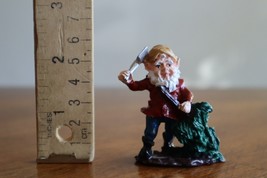 Vintage Christmas Village Gnome Resin Figurine Taiwan Axe Pine Tree 2.25&quot; - $177.59 MXN