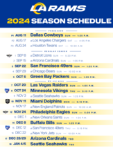 LOS ANGELES RAMS 2024 SCHEDULE MAGNET HUGE TEAM NFL PRO FOOTBALL SEASON ... - £22.39 GBP