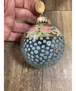 1983 MacKenzie Childs Glass Christmas Holiday Ornament Bulb Roses - $124.99