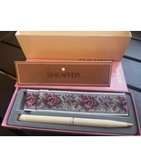 VTG Sheaffer Cream Ballpoint Pen w/ Rose Fabric Case w/ Original Box WORKS - $29.69