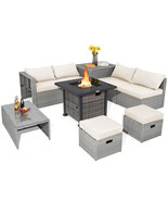 9 Pieces Outdoor Patio Furniture Set with 32-Inch Propane Fire Pit Table... - $28,106.05 MXN