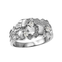 10K White Gold Elegant CZ Nugget Ring - $564.47