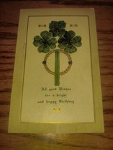 Antique 1913 Postcard Shamrocks Happy Birthday Made in Germany One Cent ... - £10.16 GBP