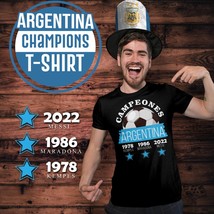 Argentina Three-Time Champions FIFA World Cup 1978 1986 2022 Black T-Shirt - €19,82 EUR+