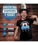 Argentina Three-Time Champions FIFA World Cup 1978 1986 2022 Black T-Shirt - £18.11 GBP+