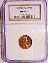 1960-D Large Date Lincoln Wheat Cent-NGC MS 66 RD - £27.86 GBP