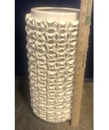 Large Mid Century Modern Cream Glazed &#39;Le Floret&#39; Cylindrical Ceramic Vase - $3,731.74 MXN