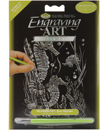 Silver Foil Engraving Art Mini Kit 5&quot;X7&quot;-Sea Horses - $17.26