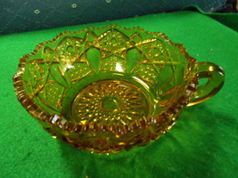 Great Vintage L.E.Smith Glass AMBER NAPPY Sawtooth Rim-Star &amp; Arch Panel... - $9.90