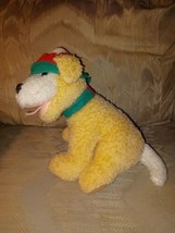 Hallmark Dog Plush Beige 11&quot; Red &amp; Green Scarf Hat Puppy Stuffed Animal Toy... - £10.27 GBP