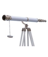 Floor Standing Chrome/White Leather Galileo Telescope 65"" - $1,008.99