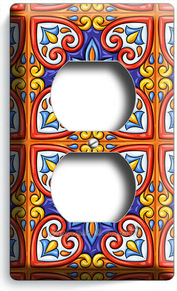 COLORFUL MEXICAN TALAVERA TILE LOOK OUTLET WALLPLATE KITCHEN FOLK ART ROOM DECOR