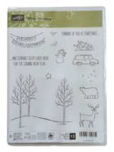 Stampin&#39; Up White Christmas Stamp Set Tree Landscape With Deer Bear Snowman Car - £10.32 GBP