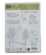 Stampin&#39; Up WHITE CHRISTMAS Stamp Set Tree Landscape with Deer Bear Snow... - £10.33 GBP