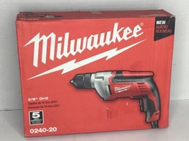 (NIB) Milwaukee Corded Electric Drill, 3/8in. Keyless Chuck, 8.0 Amp, 2800 RPM, - £71.33 GBP