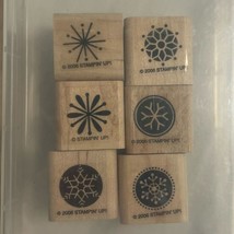 Vintage Stampin Up Snow Flurries Retired Winter Stamp Set Rubber Wood Snowflakes - $37.62