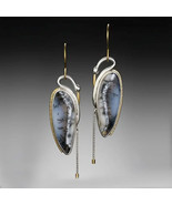 Swan Cygnet Stone Dangle Drop Earrings Silver and Gold - £8.88 GBP