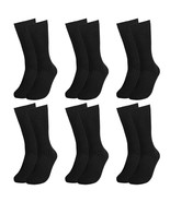 Falari Men Dress Socks 6-Pack Plain Rib Black Dress Socks Cotton Crew So... - £11.49 GBP