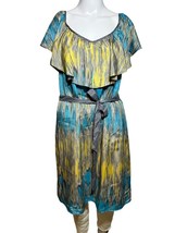 Banana Republic Dress Women&#39;s Size 10 medium Blue yellow Abstract Knee L... - £17.87 GBP