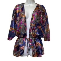 Vintage Lucie Ann II USA Floral Lingerie Short Waist Tie Nightgown Top S... - $28.70