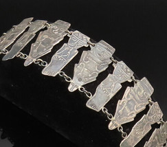 925 Sterling Silver - Vintage Antique Double Chain Aztec Tribal Bracelet... - £122.73 GBP