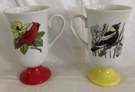 M2 Vintage Sanyei Pedestal porcelain Cups Irish Mugs Birds (made in Japa... - £12.75 GBP