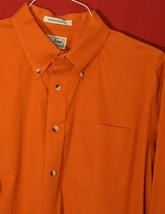 LL Bean EUC Men&#39;s L LS Pumpkin Orange Wrinkle Resistant Button Down Shirt  - £14.96 GBP