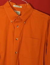 LL Bean EUC Men&#39;s L LS Pumpkin Orange Wrinkle Resistant Button Down Shirt  - £14.83 GBP