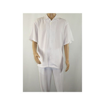 Mens INSERCH 2pc Walking Leisure Suit Shirt Pants Set Short Sleeves 9356 White image 2