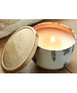 THYMES - Frasier Fir Poured Candle Pine Needle Design Tin, Gold Lid 6.5 Oz - $54.92 CAD