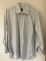 Ike Behar Blue Checkered Plaid Button Up Oxford Dress Shirt 15.5-33 46&quot; ... - $24.99