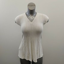 H&amp;M Women&#39;s V Neck Sweater Top Size Small Ivory Sleeveless Cotton Blend - £10.98 GBP