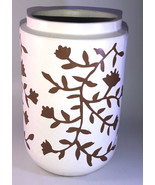 Pier 1 Cylinder Terracotta Vase Hand Painted 8 3/4”x 5 1/2”White/Brown-B... - £70.41 GBP