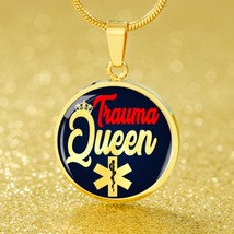 Nursing Trauma Queen Circle Necklace Stainless Steel or 18k Gold 18-22&quot; - £34.00 GBP+
