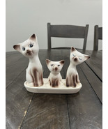Vtg Ceramic Siamese Cats Salt &amp; Pepper, Toothpick Holder &amp; Under Plate S... - €21,22 EUR