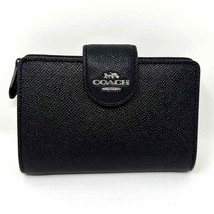 Coach Medium Corner Zip Wallet in Black Leather Style 6390 New With Tags - £99.48 GBP