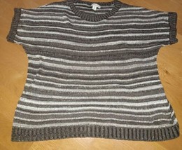 Coldwater Creek Short Sleeve Sweater Black White Gold Metallic 2X 20 22 FREESHIP - £15.54 GBP