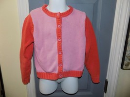 LANDS&#39; END PINK/ORANGE CARDIGAN SIZE M (5/6) GIRL&#39;S EUC - £14.29 GBP