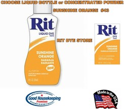 SUNSHINE ORANGE #43 RIT DYE choose Liquid Bottle or Powder Concentrate H... - £14.50 GBP+